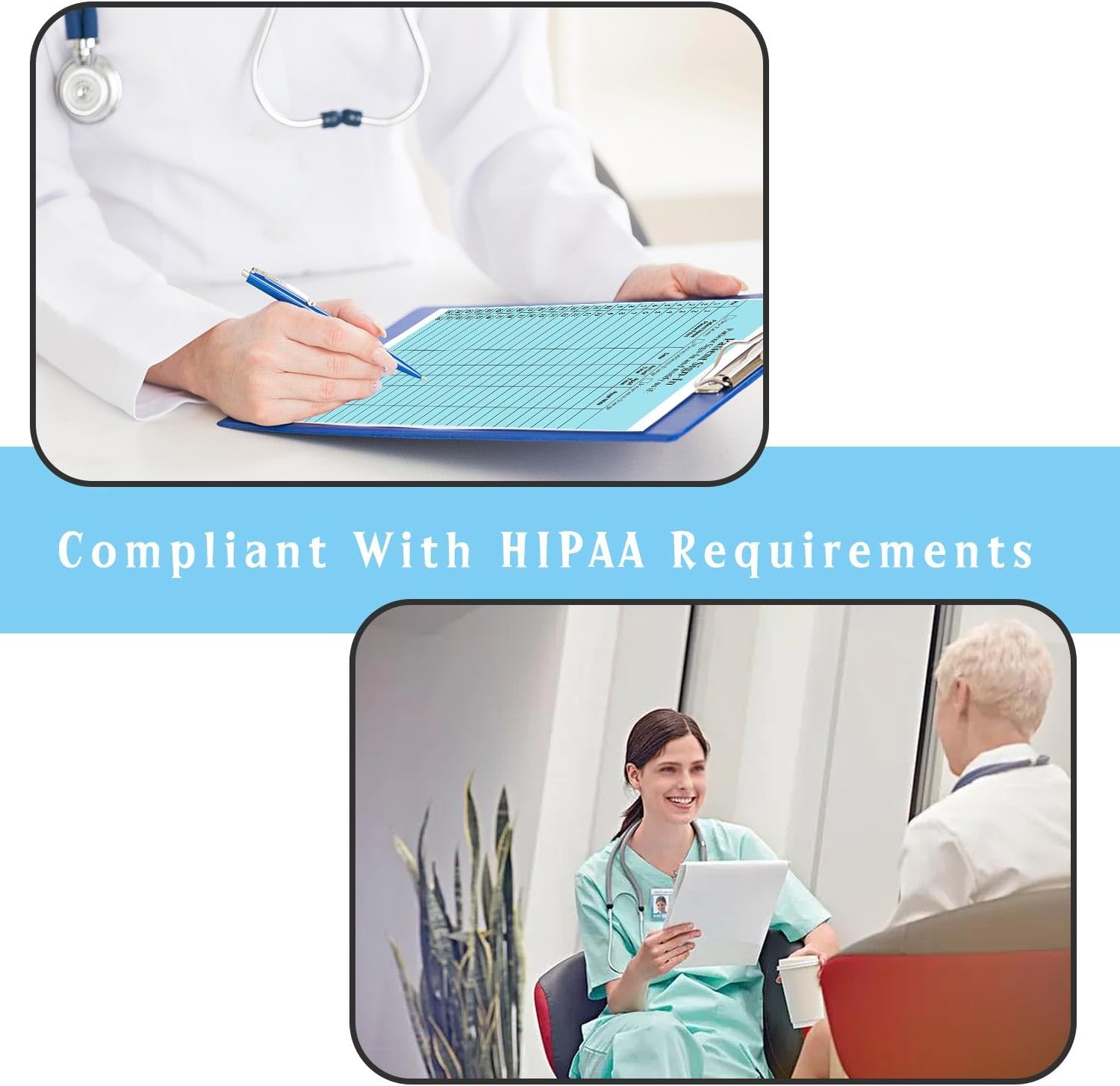 Patient Sign-in Label Forms 8-1/2" x 11" - Patients Sign in Sheets Compliant with HIPAA 25 Labels/Sheet, 25 Sheets/Pack (Blue)