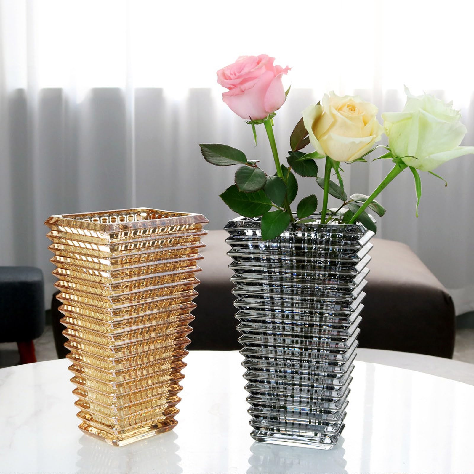 Jarrón de cristal de 23 cm, jarrón de flores de cristal transparente grueso, jarrones decorativos grandes, arreglo floral, adorno hidropónico para mesa de comedor, regalo para bodas, fiestas de