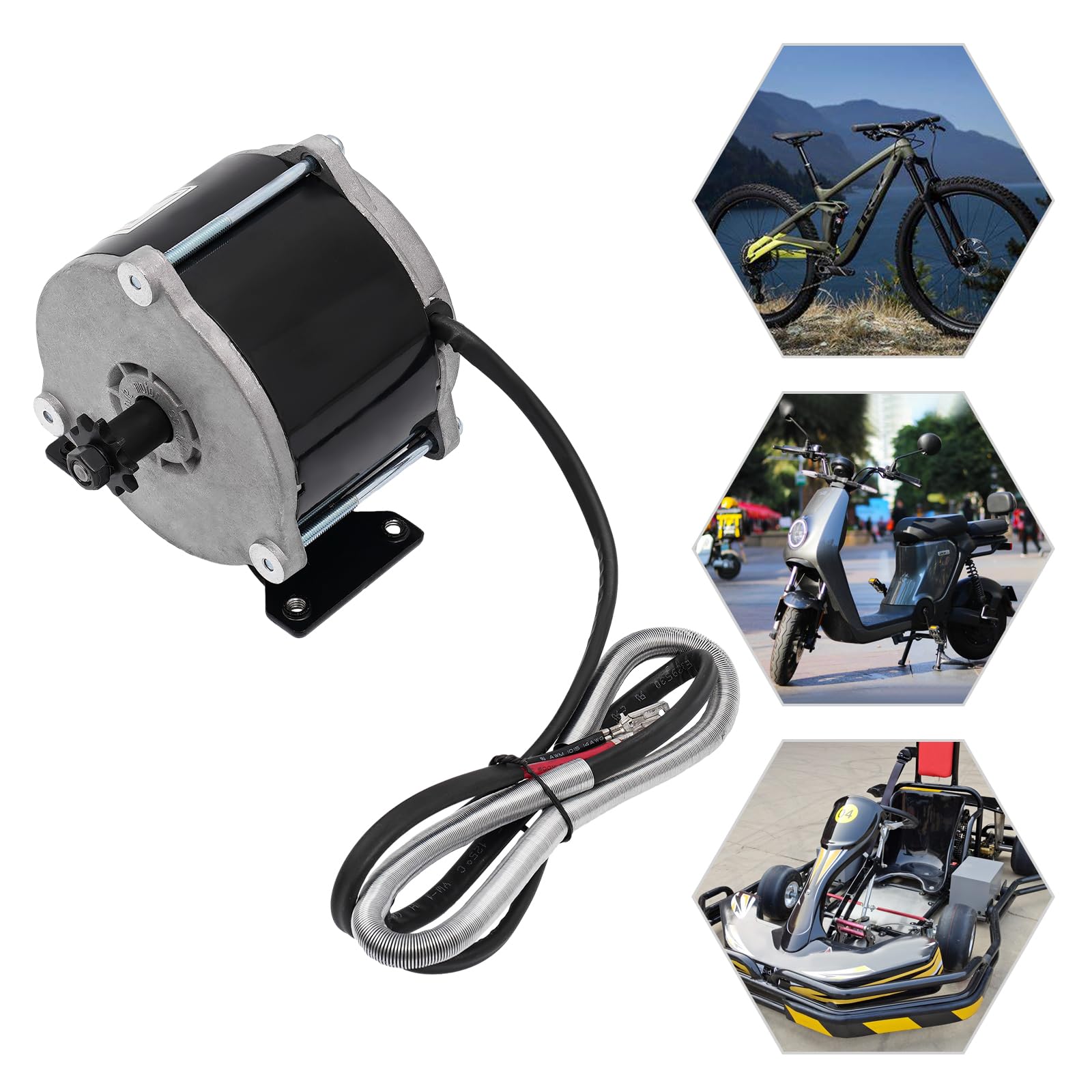 HIFMGHE 36V 500W Gear Reduction Electric Motor MY1018E-D, 1700RPM Electric Bicycle Brushed Motor Reductor, High Torque DC Motor for Electric Bicycles Dirt Bikes Scooters E-Bike