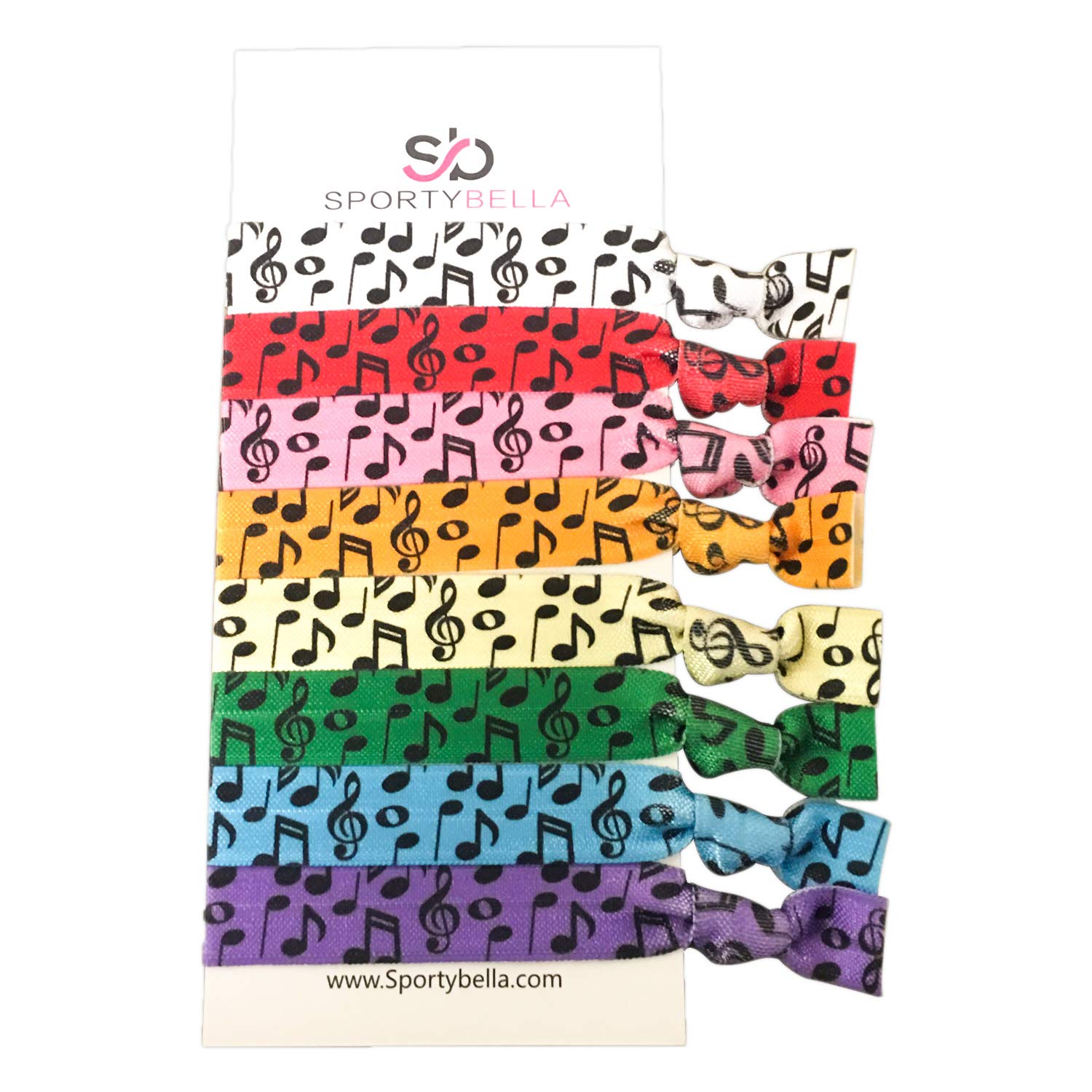 Sportybella Multicolored Music Hair Ties- Hair Accessories for Musicians, Duet Partner, Band Classmates & Singers. No Crease, No Tug Elastic Hair Ties