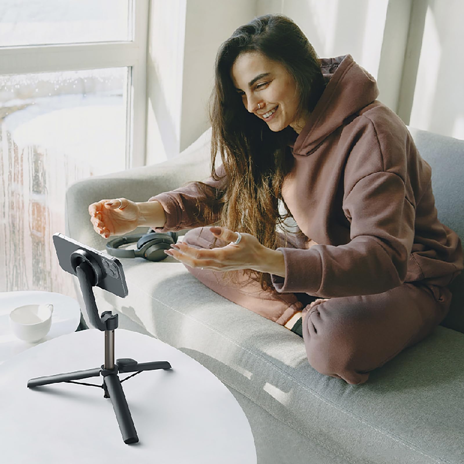 Trípode magnético para teléfono con control remoto inalámbrico, soporte extensible para teléfono celular