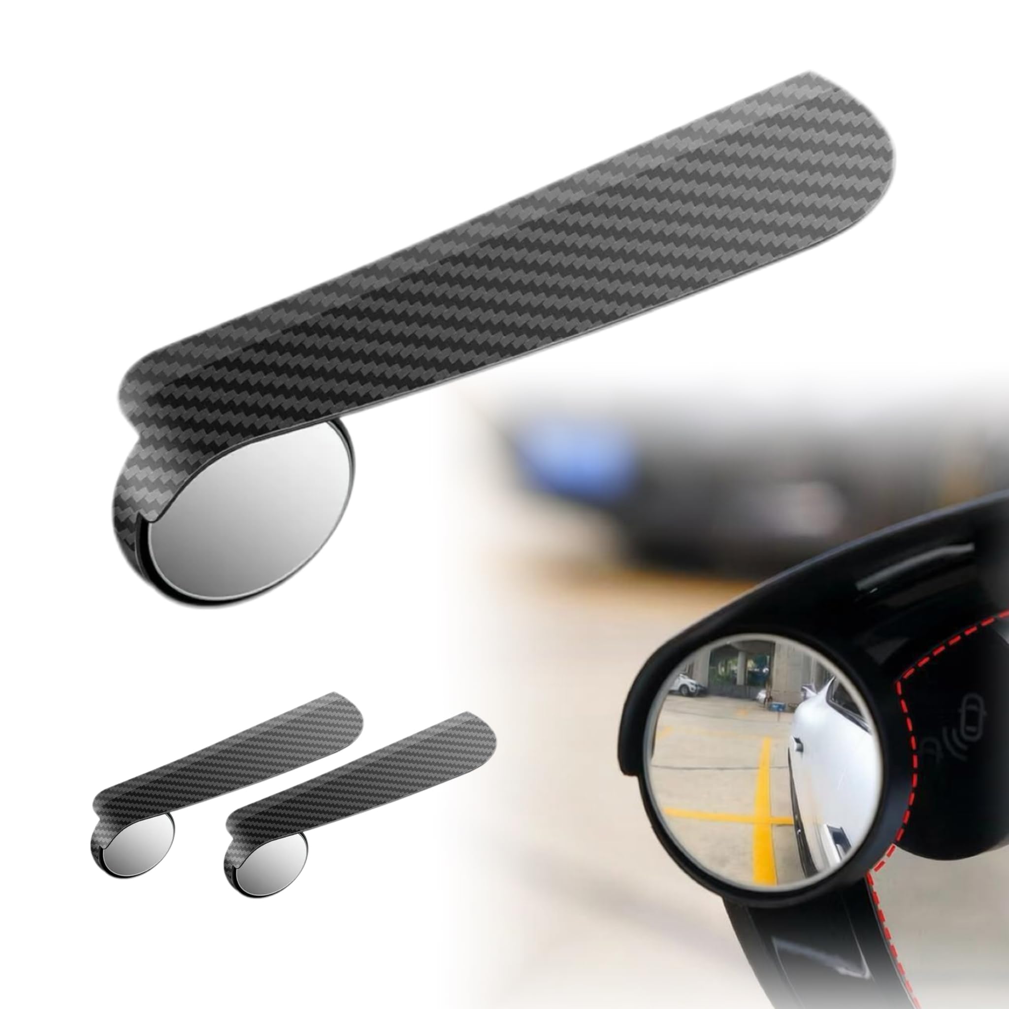 QIZUN 2 PCS Car Rearview Mirror Rain Visor with Blind Spot Mirror for Audi A3 8V Sportback 5P Berlina 2012-2020, 2 in 1 Carbon Fiber Texture Side Mirror Guard Wide Angle