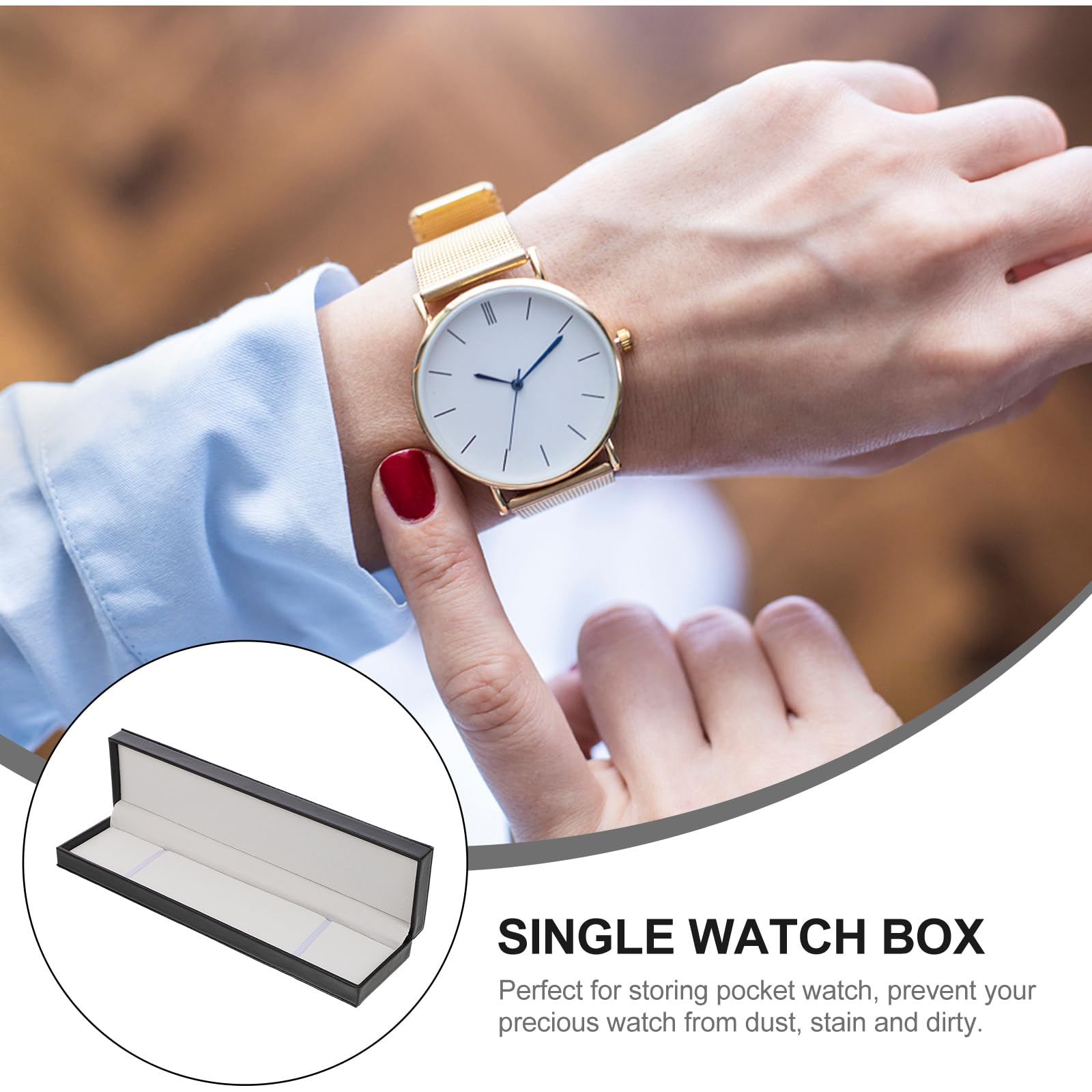 Organizer Orologi Con Specchio TWBEST Scatola Porta Orologi Da 12 Con Specchio - Organizer In Pelle Nera Con Cuscinetti Rimovibili Custodia Orologi Di Lusso