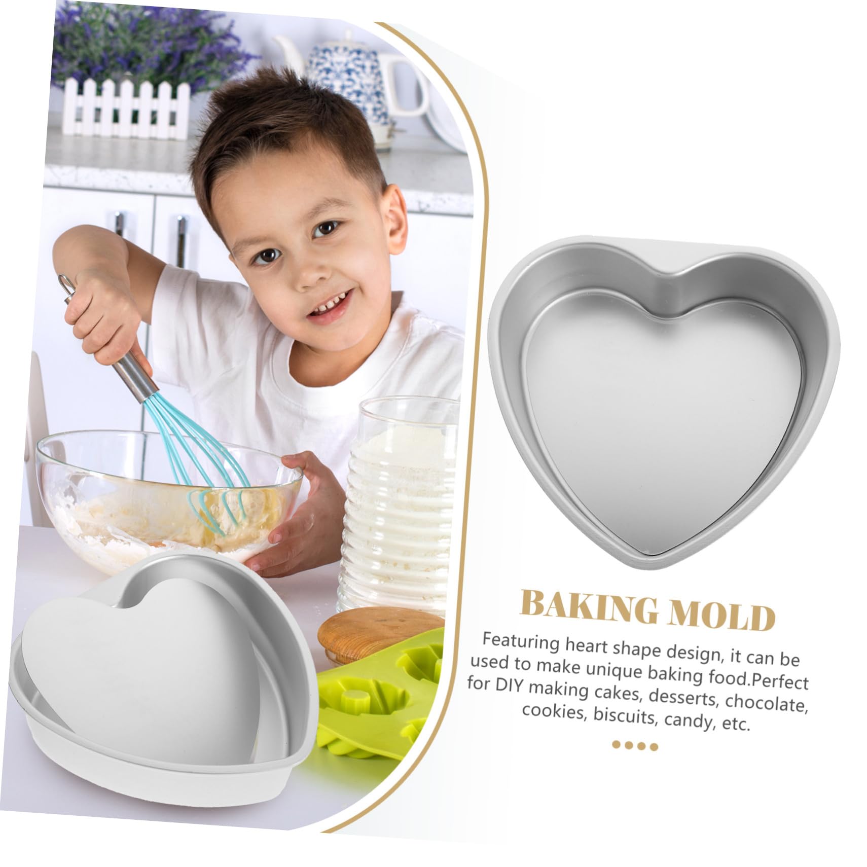 Mikikit Molde para Pastel de Bricolaje Forma de Corazón 8 Pulgadas Antiadherente Base Desmontable Superficie Lisa para Repostería en Cumpleaños y Celebraciones Familiares