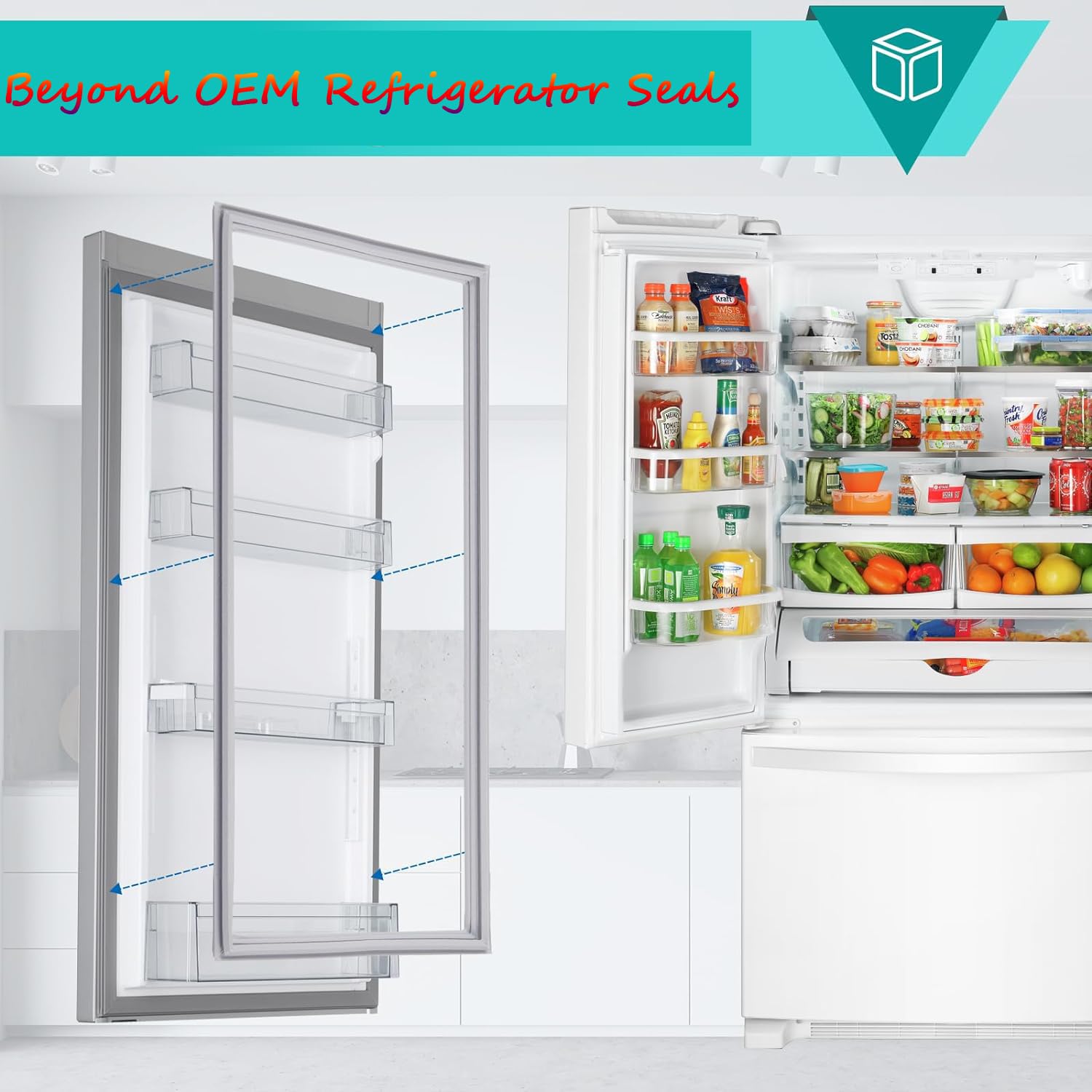 Sostituzione Guarnizioni Magnetiche per Frigorifero Congelatore Adattabile Frigo,Grigio