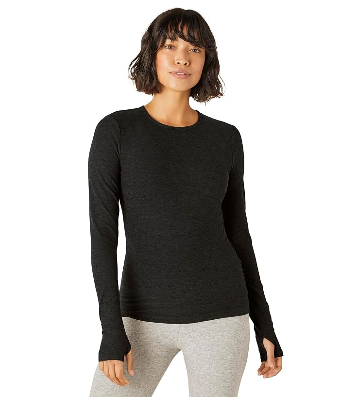 Beyond Yoga Women's Featherweight Classic Crew Pullover - Long Sleeve Performance Top With Thumbholes
