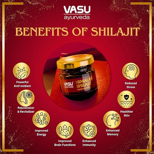 Miniatura 3 de VASU ayurveda Resina Shilajit del Himalaya 100% natural de la más alta potencia, forma pura de ácido fúlvico y más de 85 minerales traza  oro negro
