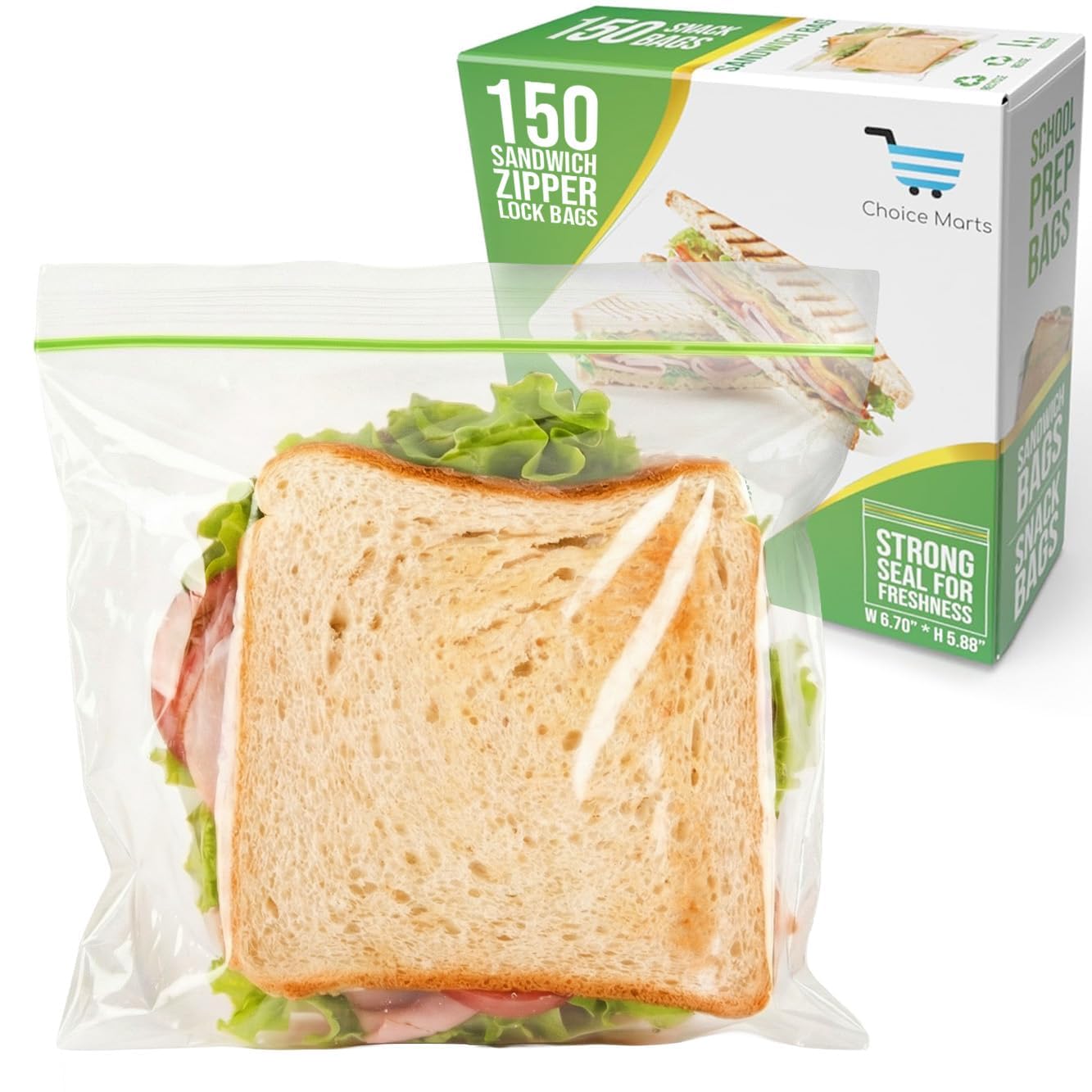 Sandwich Bags 250 count Resealable Extra Strong and Leak Proof Snack Bags With Zipper Perfect For School, Work and Lunch Prep Bags Sandwich