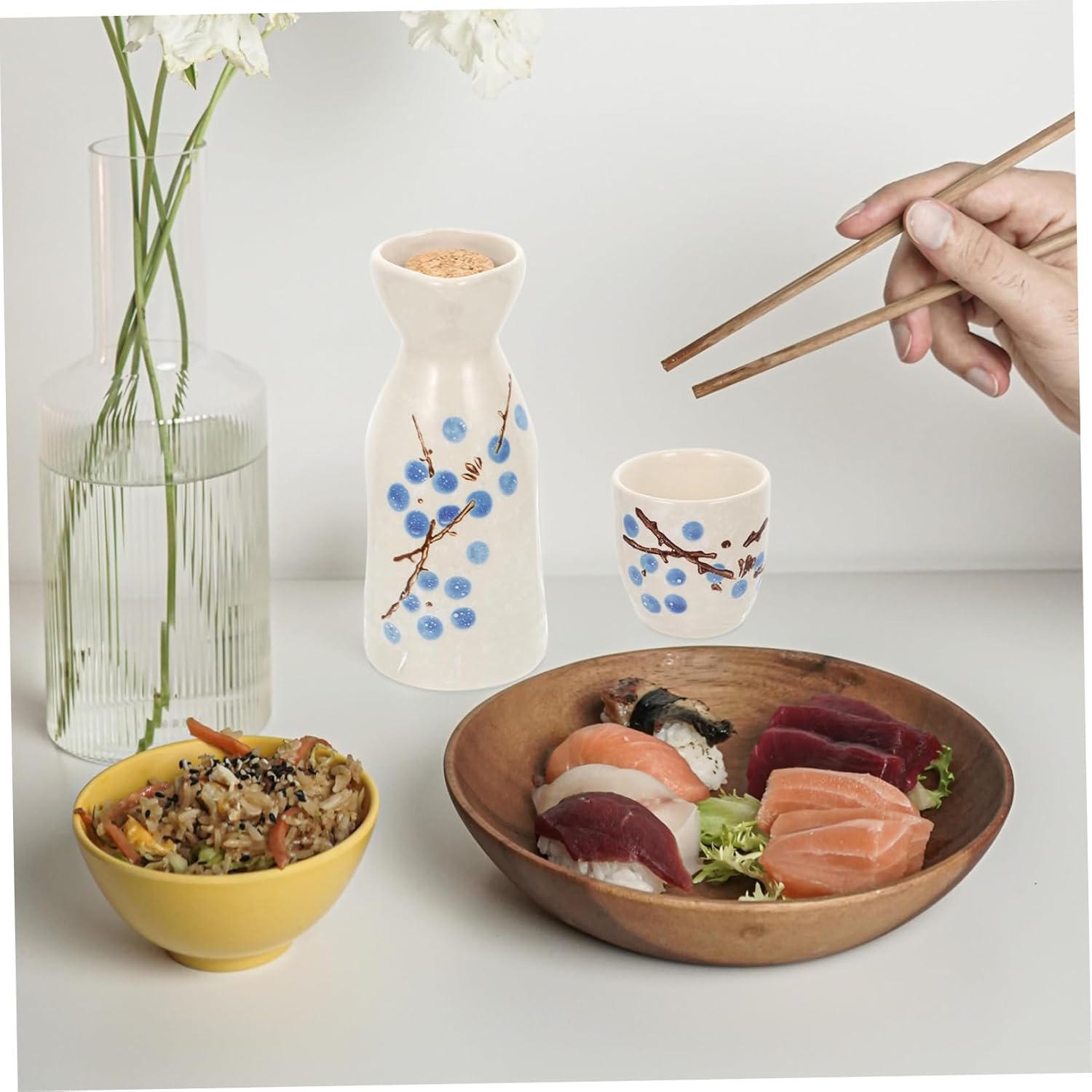 林九郎窯 内外椿花紋 十方剣先鉢 金彩 + 鉢輪花 陶器皿 波佐見焼林九郎