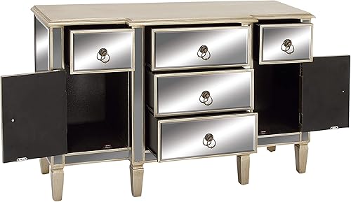 Miniatura 19 de Deco 79 Mesa decorativa de madera con espejo de 1 estante, 18 x 14 x 27 pulgadas, beige Beige,Crema,Plata,https://www.amazon.com/dp/undefined