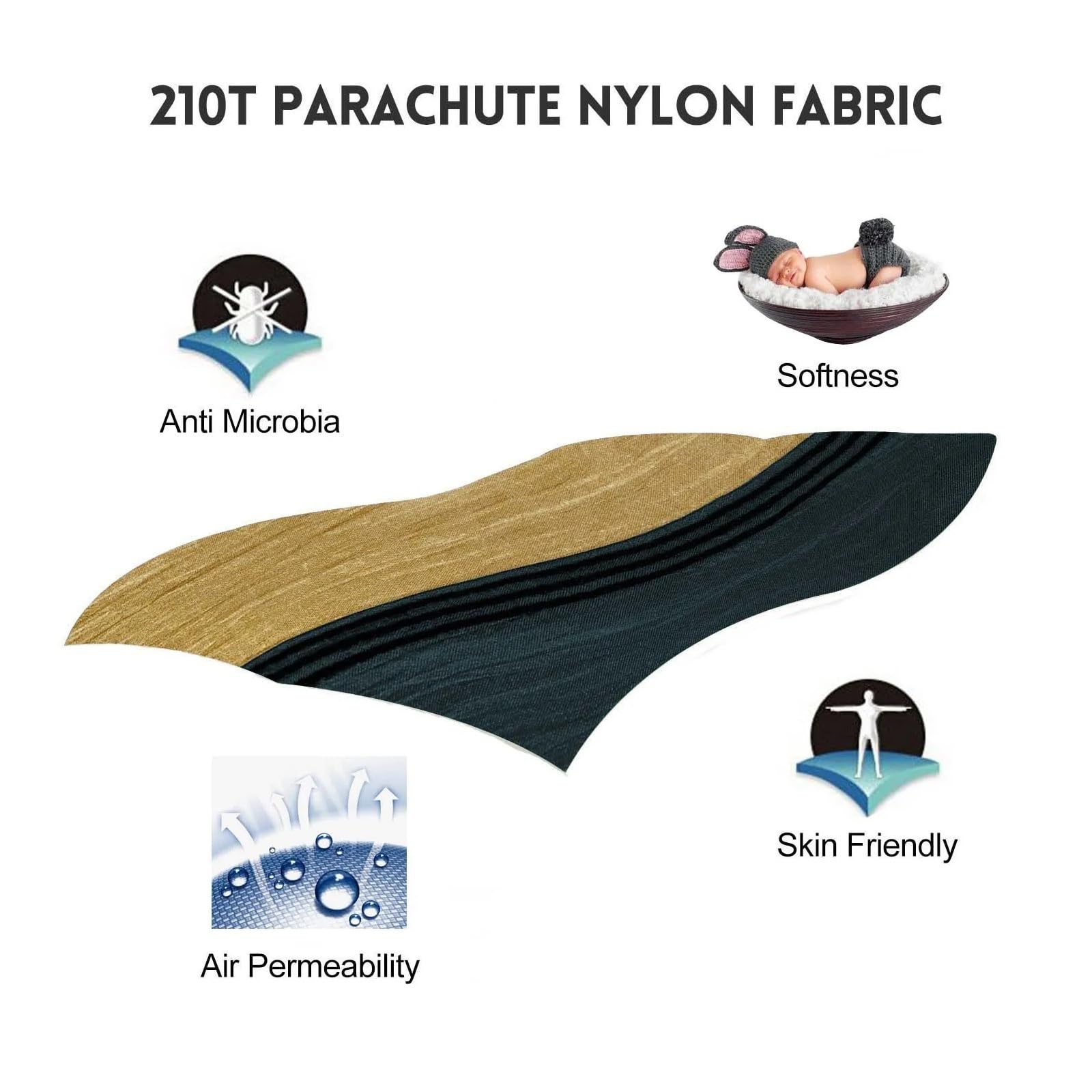 Solid Color Nylon Parachute Hammock Camping Survival garden swing Leisure travel Portable outdoor furniture(Dark grey 2)