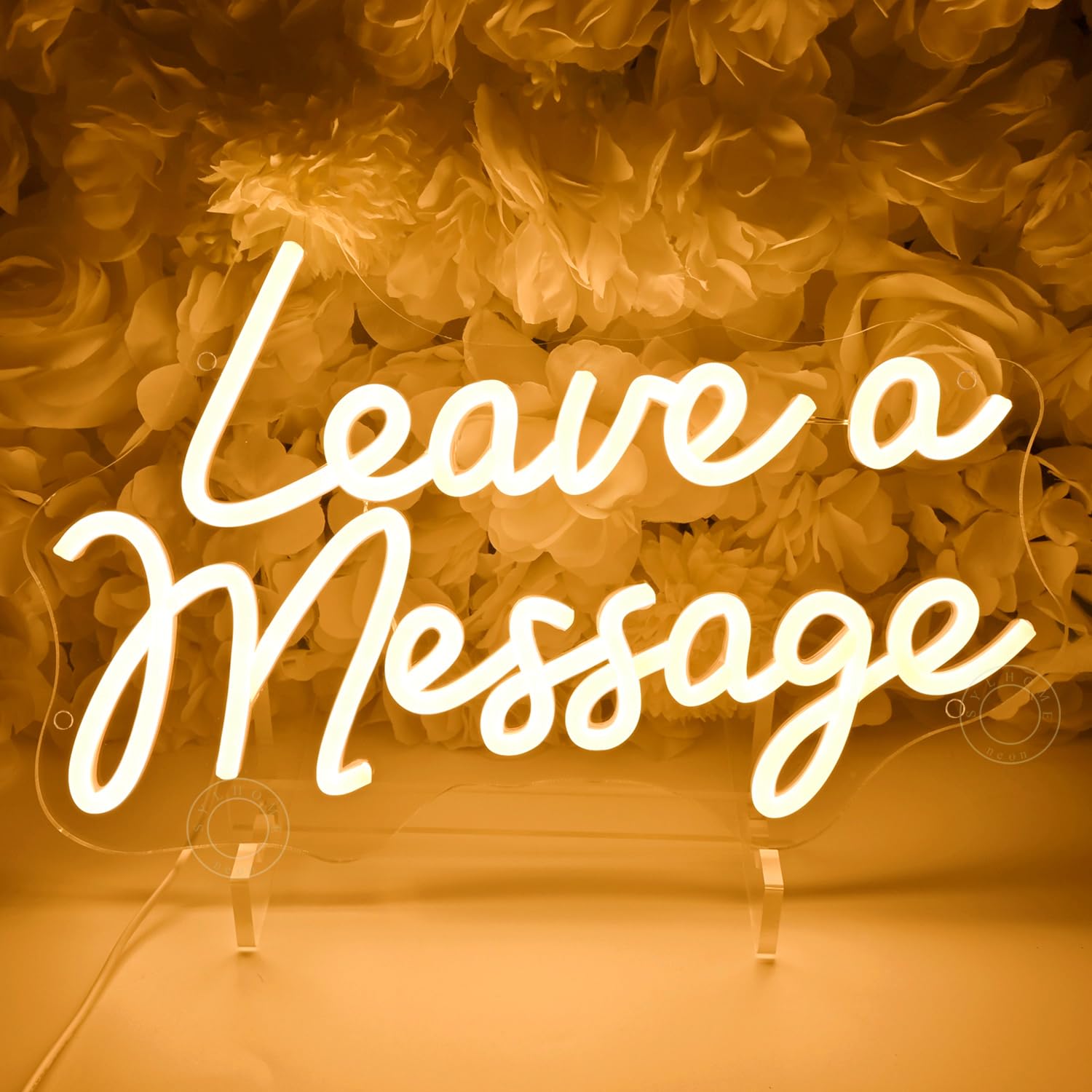 SYLHOME Leave A Message Led Neon Light Sign With Holder Base Guestbook Business Desk Table Wedding Reception Welcome Wall Decor Sign USB 13.8"X8.85"