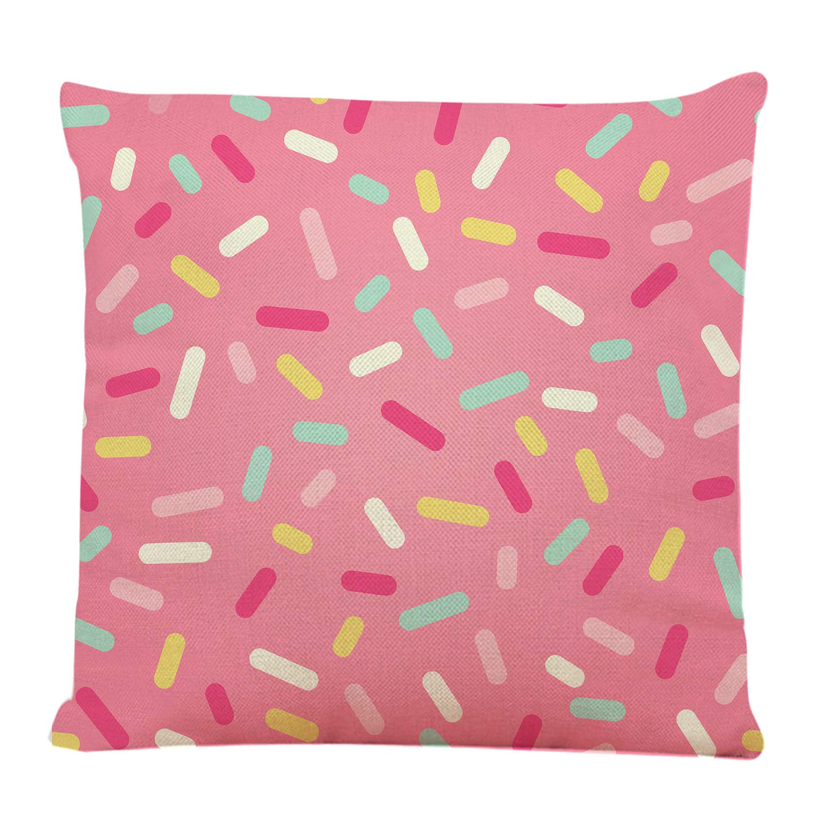Ofocam Throw Pillow Cover Colorful Pattern Pink Donut Glaze Ice Cream Top Many Sprinkles Candy Cupcake Decorative Throw Pillow Cushion Case for Home Couch Bed Sofa Car 18 x 18 Inches Pillowcase
