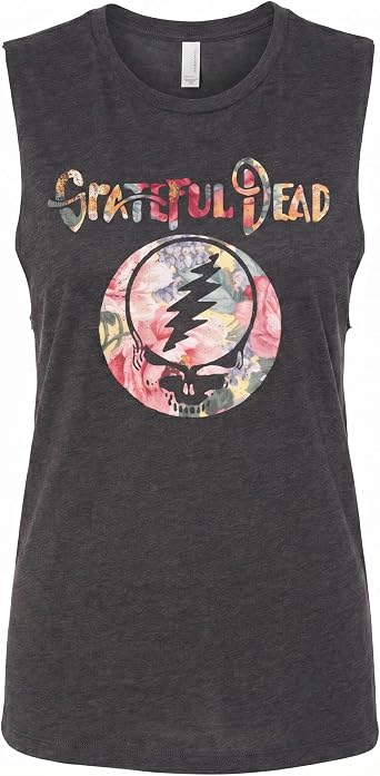 Ripple Junction Grateful Dead Womens Tank Top Steal Your Face Stealie SYF Floral Junior Fit Officially Licensed