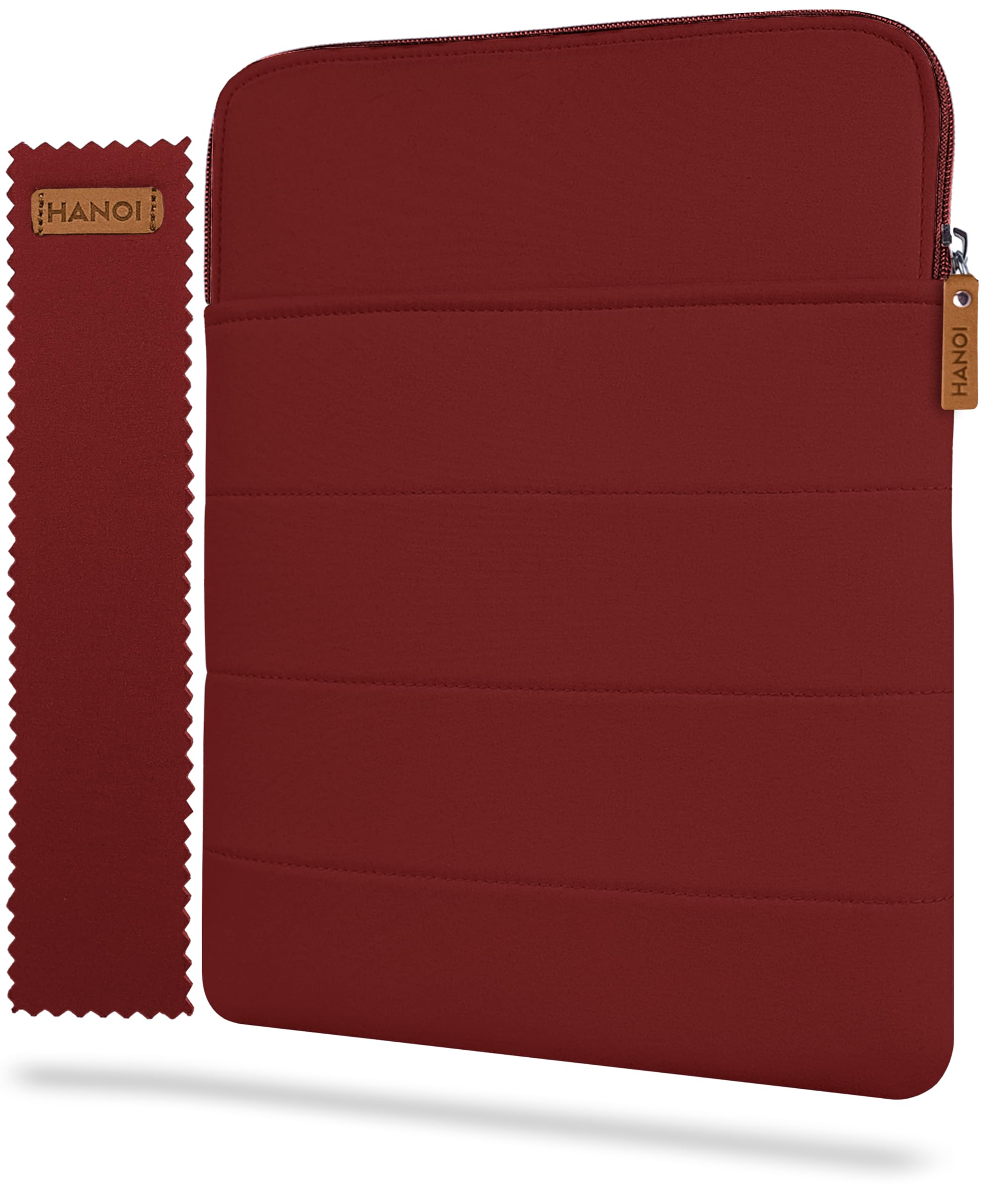 HANOI Collection® Detroit™ Funda para libros de lectura con cremallera acolchada. Funda de libro acolchada grande. Funda libro grande. Funda protectora de libros de lectura (Rojo Oscuro)