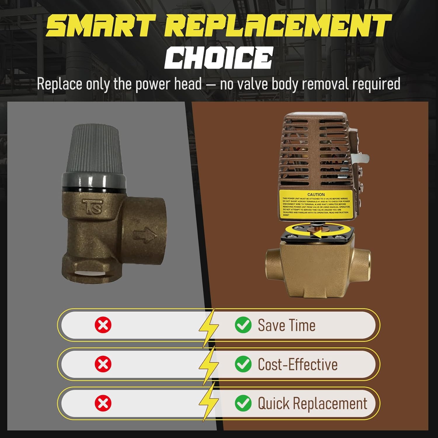 555-050RP Zone Valve Power Head Compatible with Taco 550 Series & 570 Series (570, 571, 572, 573), 24V Heat-Actuated Actuator, Hydronic Boiler Control, 3-Year Free Replacement