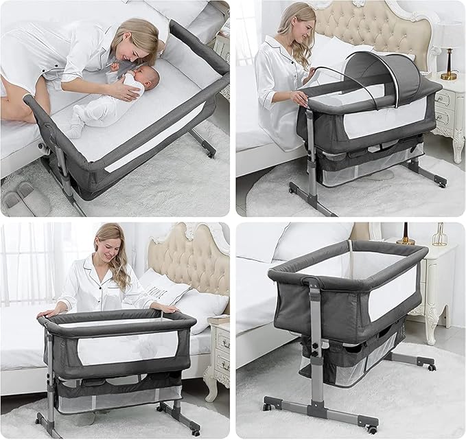 Lennox Furniture Baby Bedside Portable Baby Crib with Storage