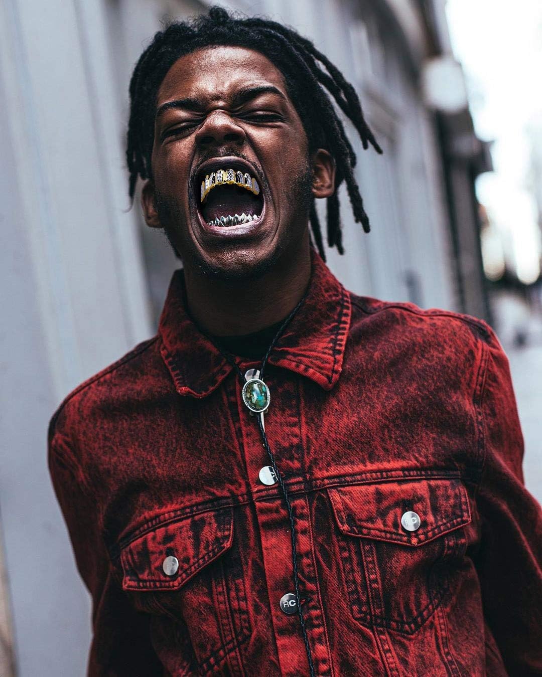 TOPGRILLZ Grills for Your Teeth Hip Hop 8 Teeth Gold Grillz for Men Women Top Bottom Fang 18K Gold Plated Rugged Rapper Costume gold&silver