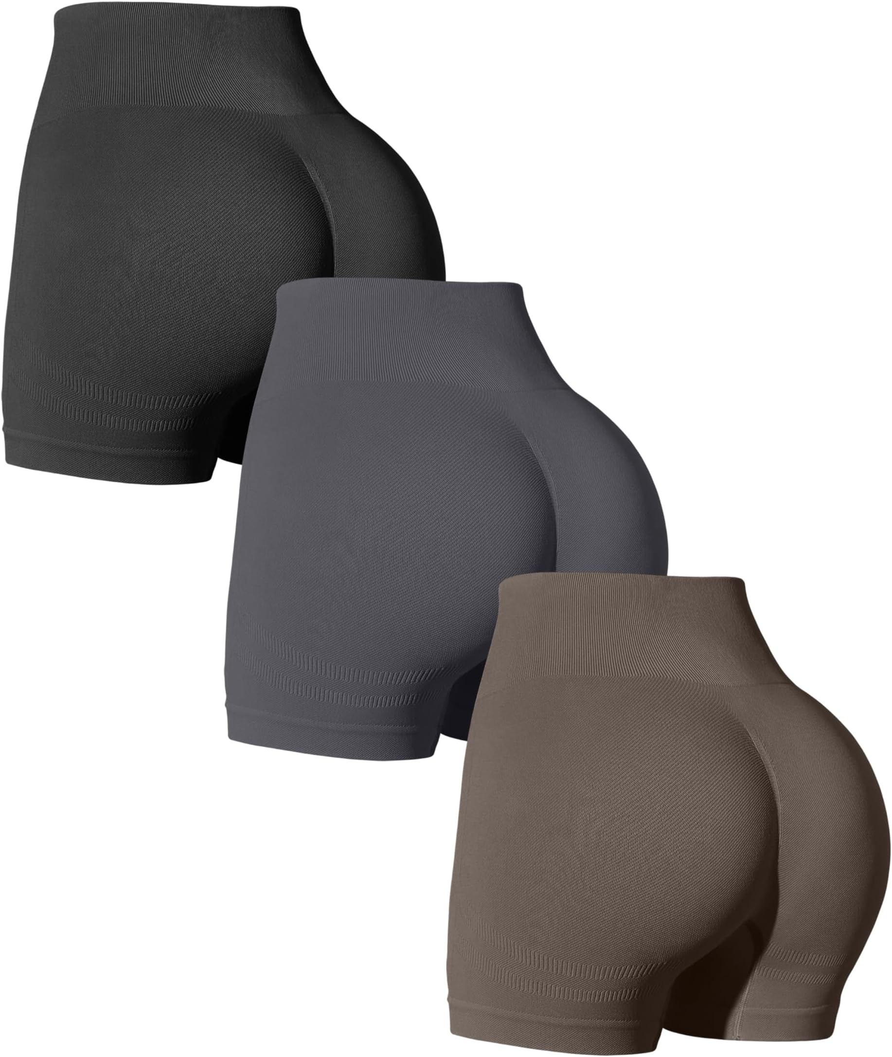 OQQWomen's 3 Piece Yoga Shorts Workout High Waist Butt Lifting Exercise Shorts Pants