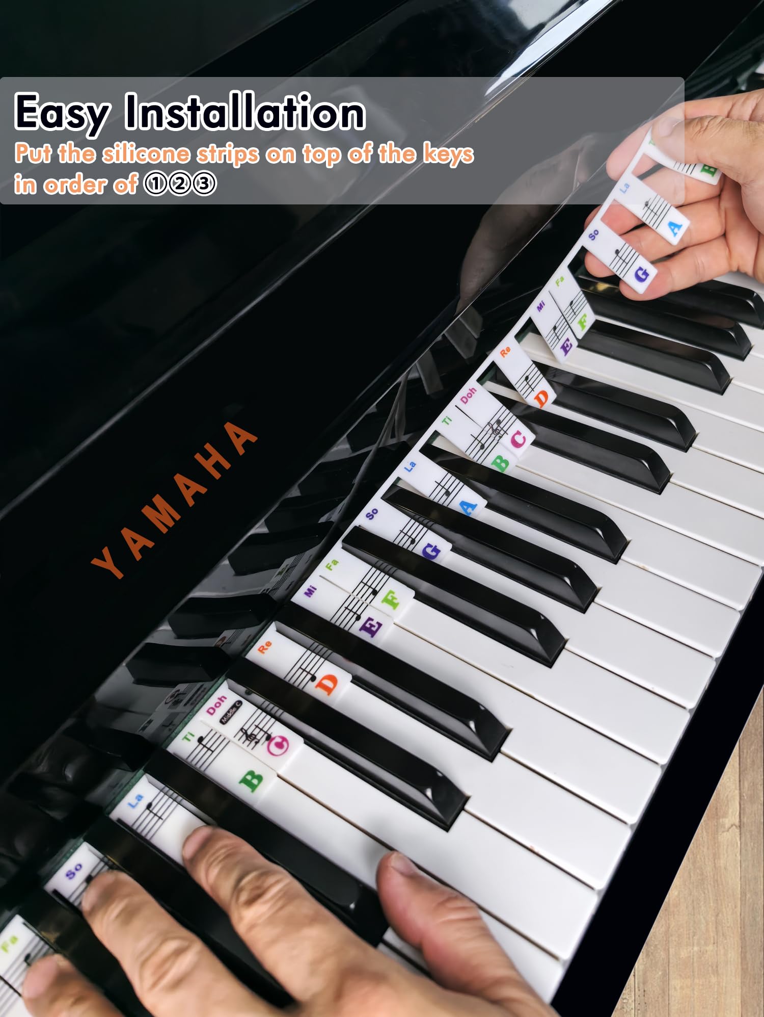 Piano Note Labels, Silicone Keyboard Stickers for Beginners Kids 88-Key Full Size - Image 4