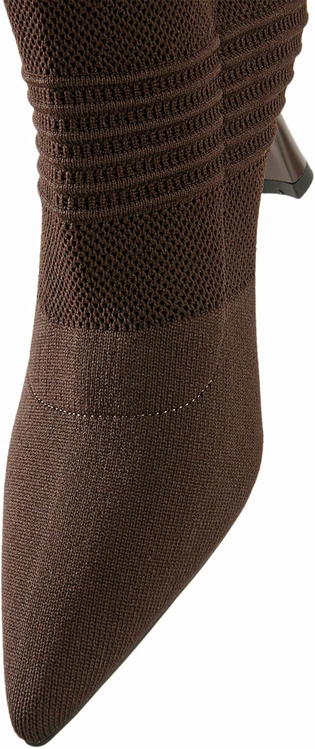 NEWBELLA COSY Women's Pointed Toe Ankle Boots - 3 Inch Kitten Heel Dressy Booties, Slip-On Winter Boots for Fall & Winter