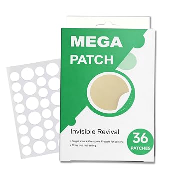 Hydrocolloid Pimple Patches for Face 36ct Invisible 8mm & 12mm Acne Patches for Zits, Pimples & Blemishes, Vegan & Cruelty-Free