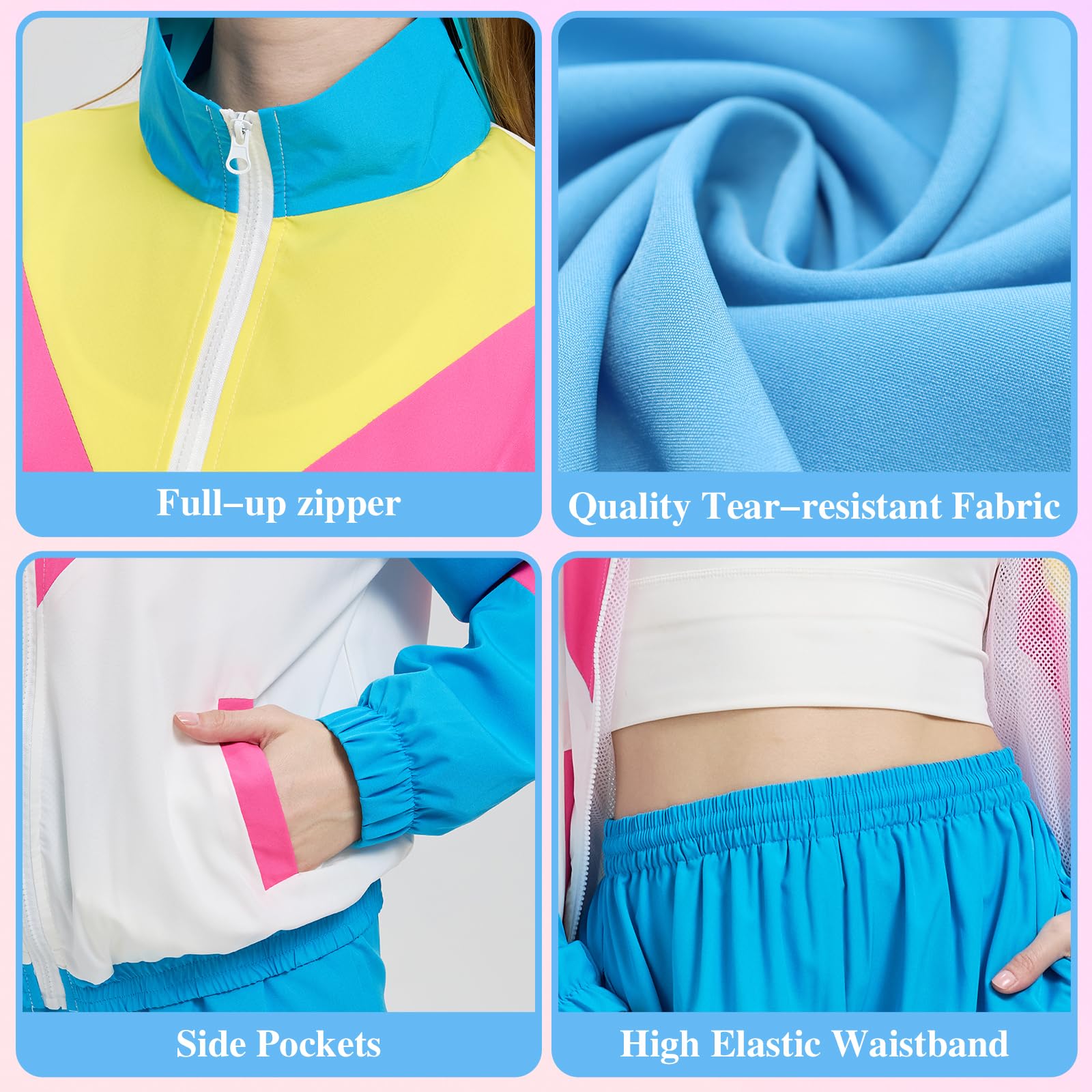 Disfraz de Años 80 90 Mujer, Disfraces 80s 90s, Retro Vestido Años 80 90 Traje Pantalones Accessorios Mujeres para Carnaval