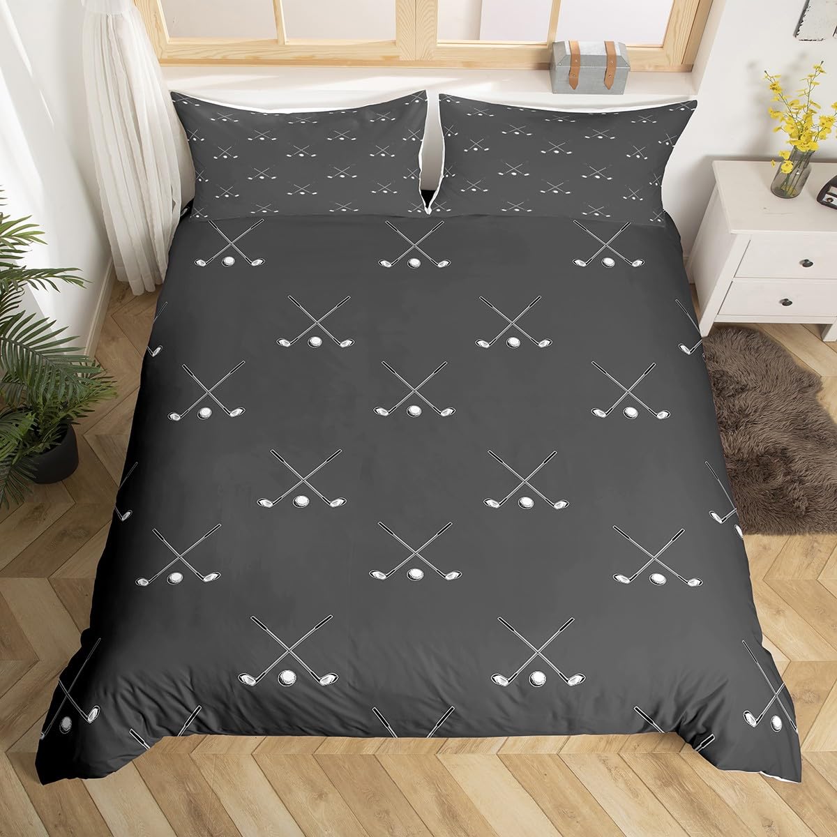 Housse de couette lit L golf blanc Manfei pour chambre d'adolescent