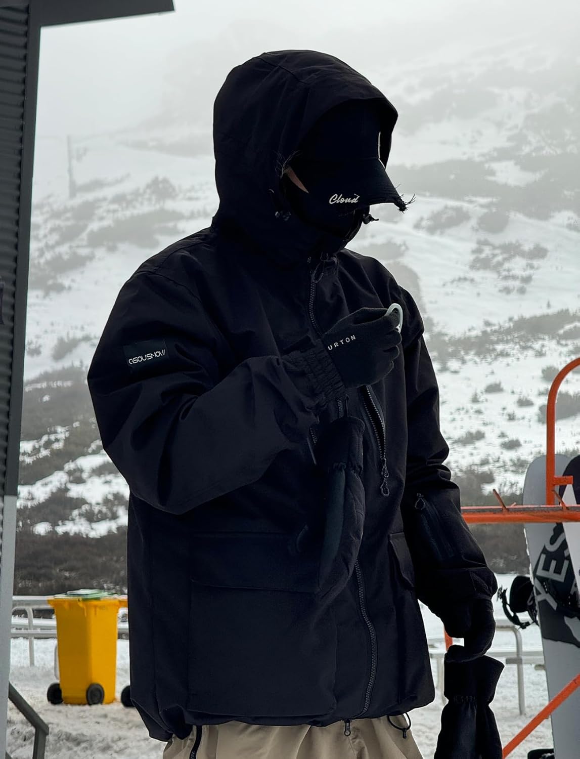 GSOU SNOW Men's Ski Jacket Snowboard Snow Coat Waterproof Windproof Insulated Winter Mountain Outdoor Sports Fixed Hooded - Image 3