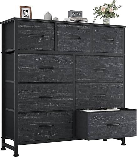 Miniatura 10 de OLIXIS Organizadores de almacenamiento de 9 cajones, organizadores de armario y almacenamiento para ropa, cajón de almacenamiento de tela para sala