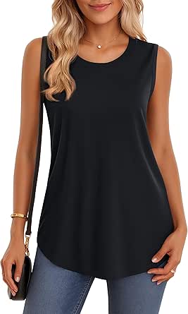 Riyiper 4 Pack Women's Racerback Tank Tops Casual Cotton Blend Summer Sleeveless Shirts Slim - View #5