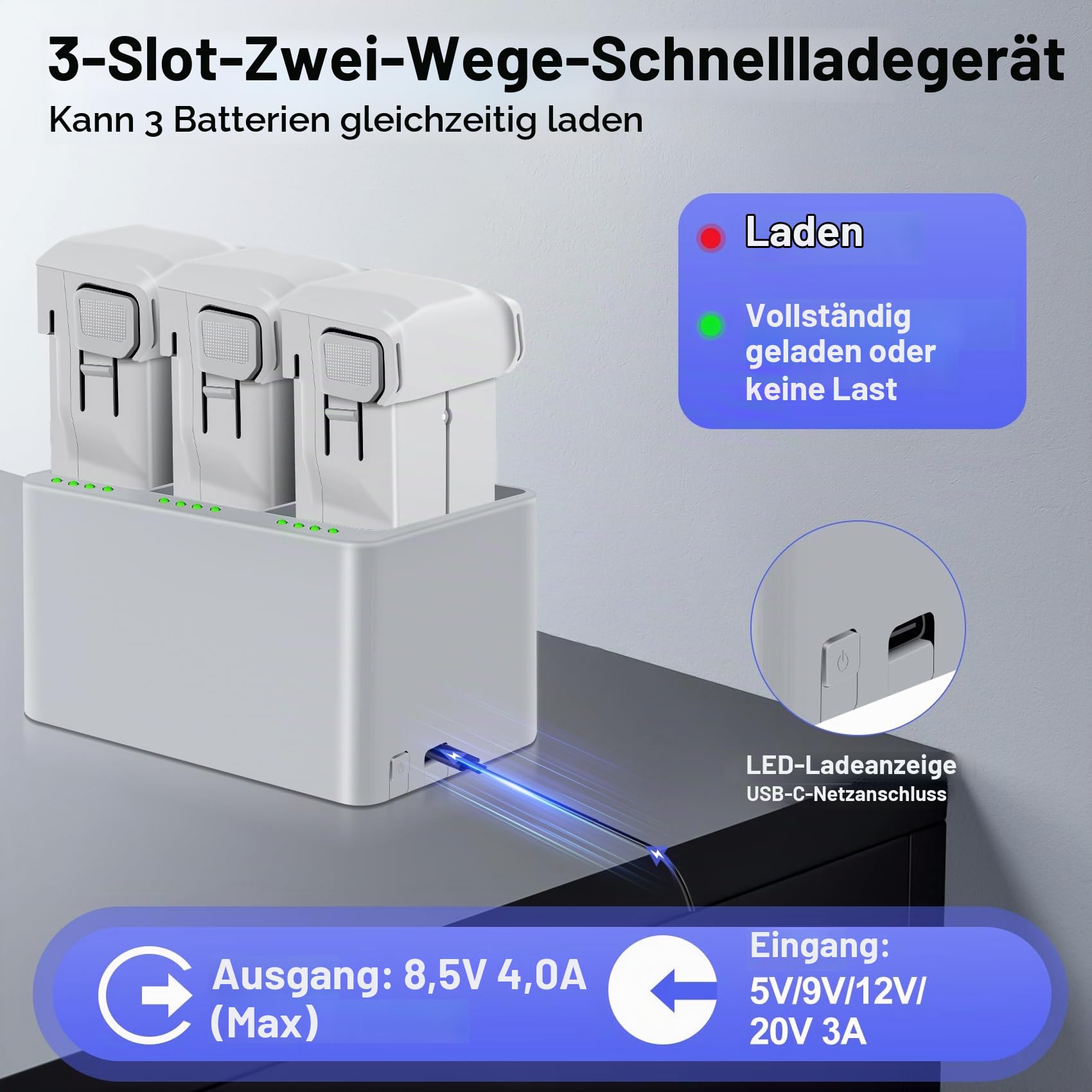 2 Stück Intelligenter Flight Mini 4 Pro/3 Series Akku Ladegerät Kit,3850mAh Mini 3 Akku mit Bidirektionalem Zwei-Wege-ladegerät für 47–51 Minuten Max Flug, Kompatibel mit DJI Mini 4 Pro/3/3