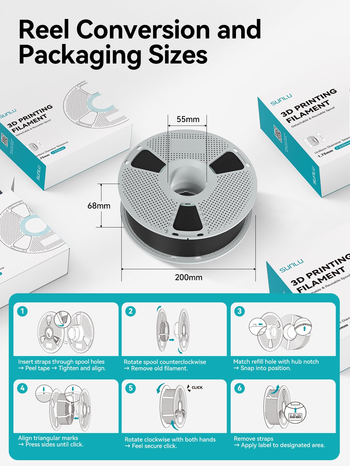 SUNLU ASA Filament pour imprimante 3D - Bobine soignée de 1,75 mm - Résistant aux rayons UV/pluie/chaleur - Idéal pour l'impression de pièces mécaniques fonctionnelles en plein air, 1KG(Gris)