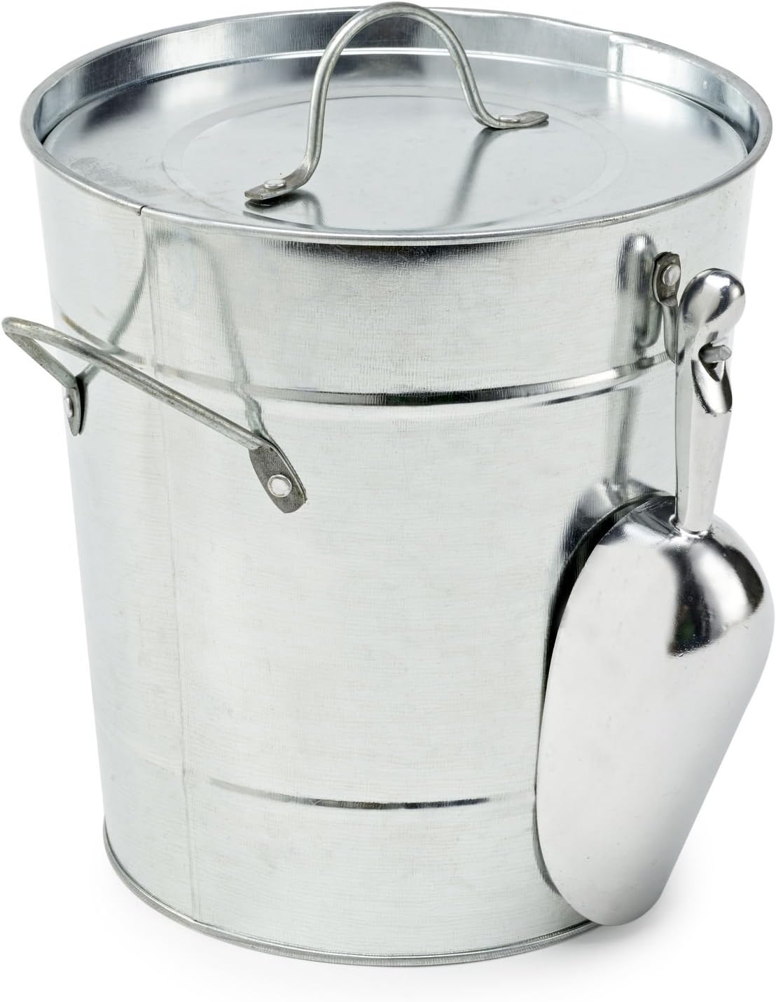 Ice Bucket with Lid & Scoop/Galvanised Zinc/Food Safe Insert / H20.5 x D19.5