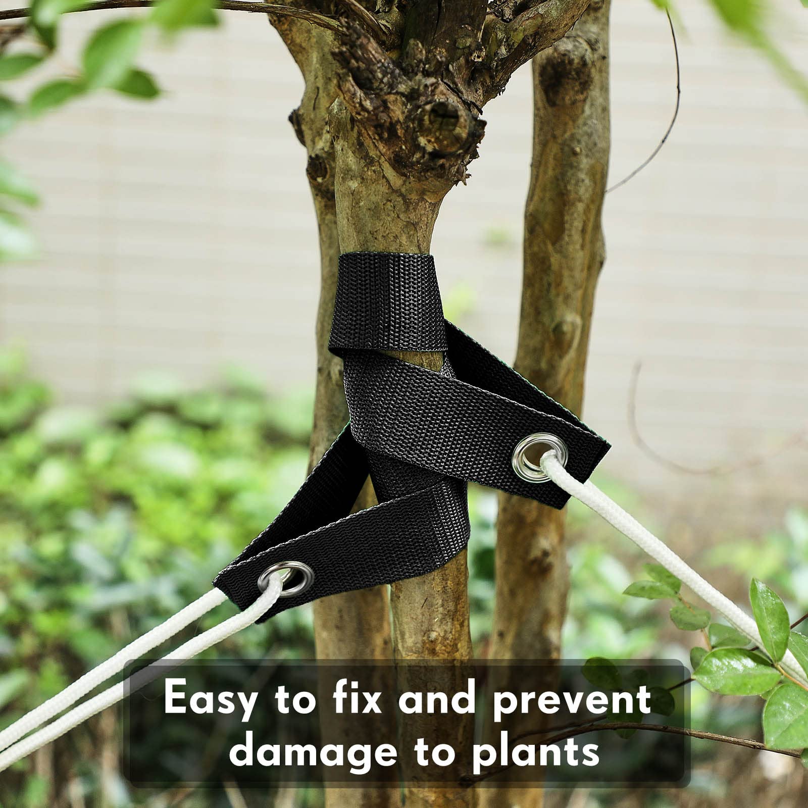 Lot de 48 sangles de soutien pour arbre de 40 cm avec œillets robustes pour jeunes arbres et plantes - Pour piquets de haubans, jeunes plantations et protection contre les ouragans (noir)