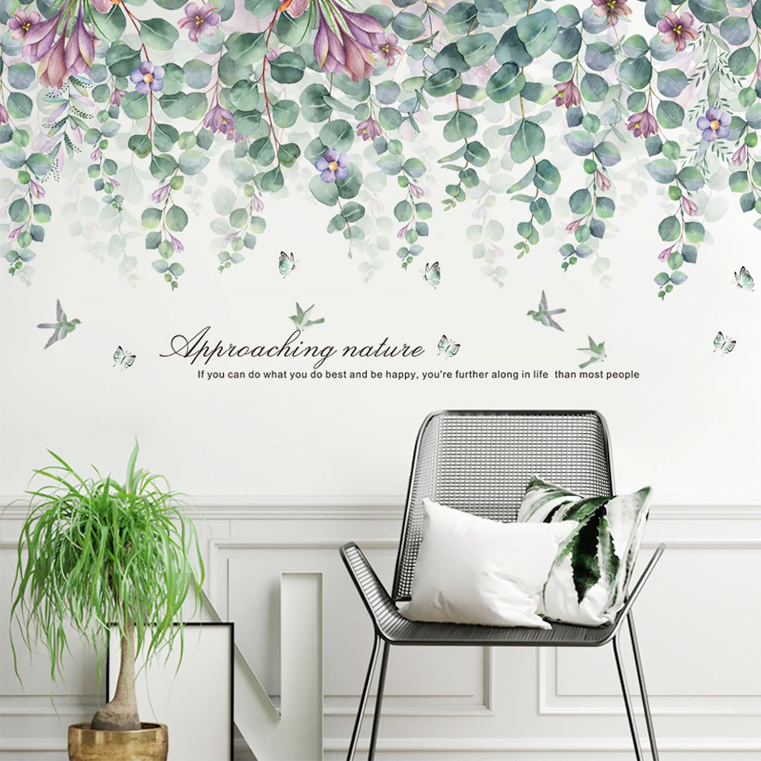 VePret Large Green Leaf Wall Decals - Removable Vinyl Wall Stickers For Home Decor, Bedroom, Living Room, Office
