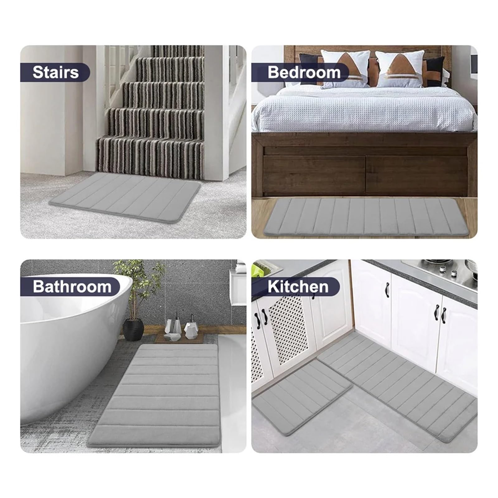 Badezimmermatte Absorbent Bathroom Mat Memory Foam Bathroom Rug Toilet Mat Bathroom Floor Mat Thick Soft Carpet Non-Slip Door Foot Rugs(Dark Grey,61x119cm(24x47 inch))