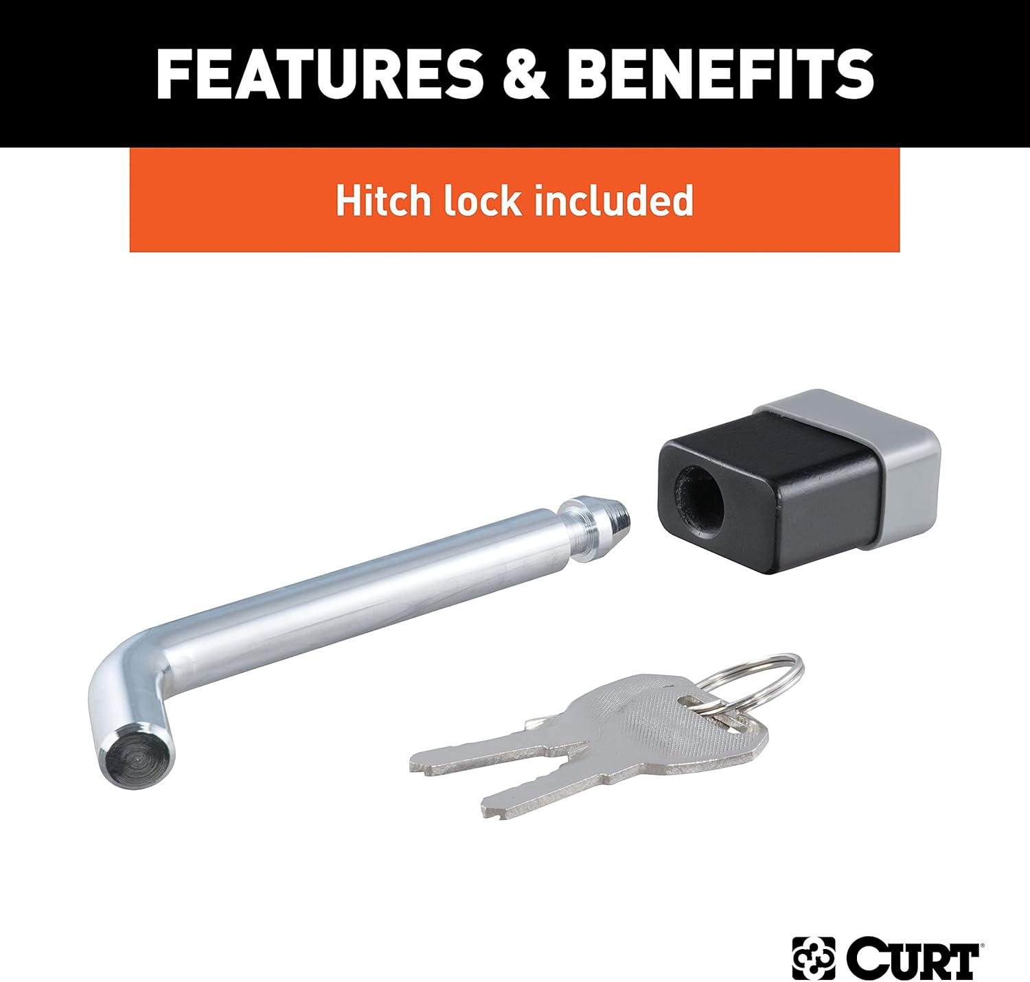 CURT 45142 Trailer Hitch Mount, 2-Inch Ball, Lock, Fits 2-In Receiver, 7,500 lbs, 4" Drop