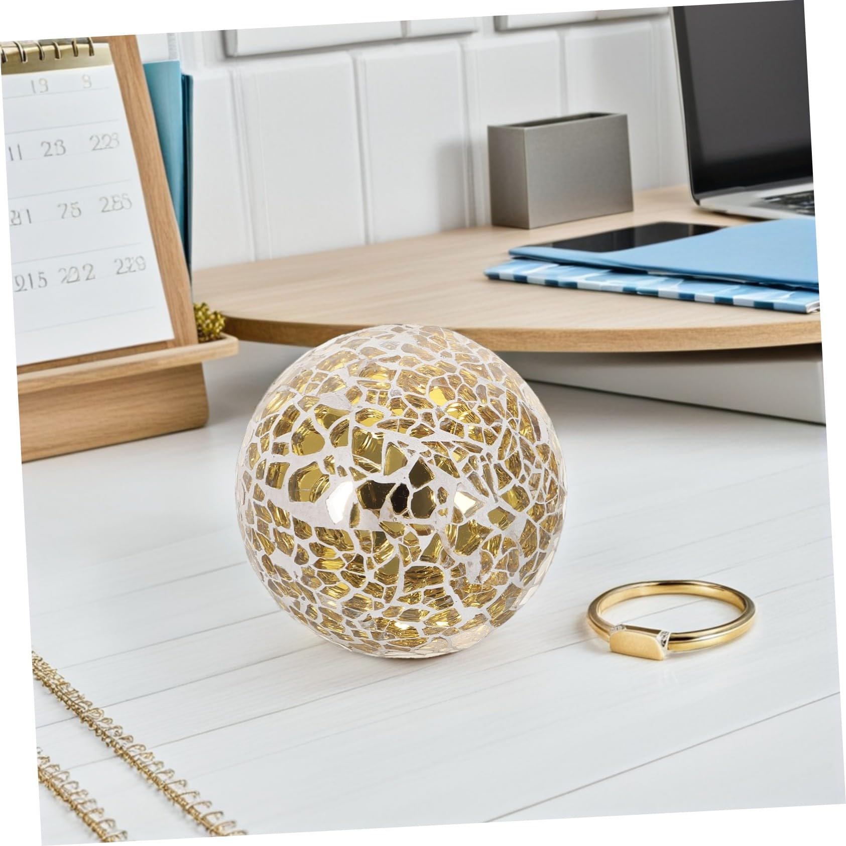 Boules Décoratives de Centre de Table en Verre Or, 3 Pièces | Sphères Sphériques pour Tables et Mariage, Contraste Visuel Marqué, Intégration Facile