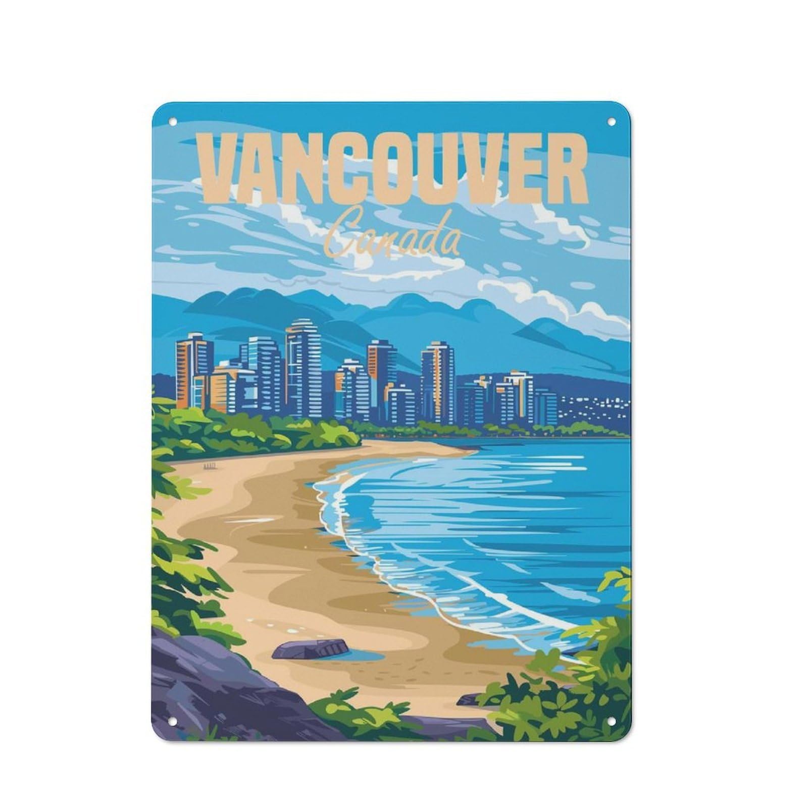 Junmoney Vancouver Canada Vintage Metal Wall Decor 40X30cm, Metal Gift Sign For Hallway, Home Bar, Garage Or Study