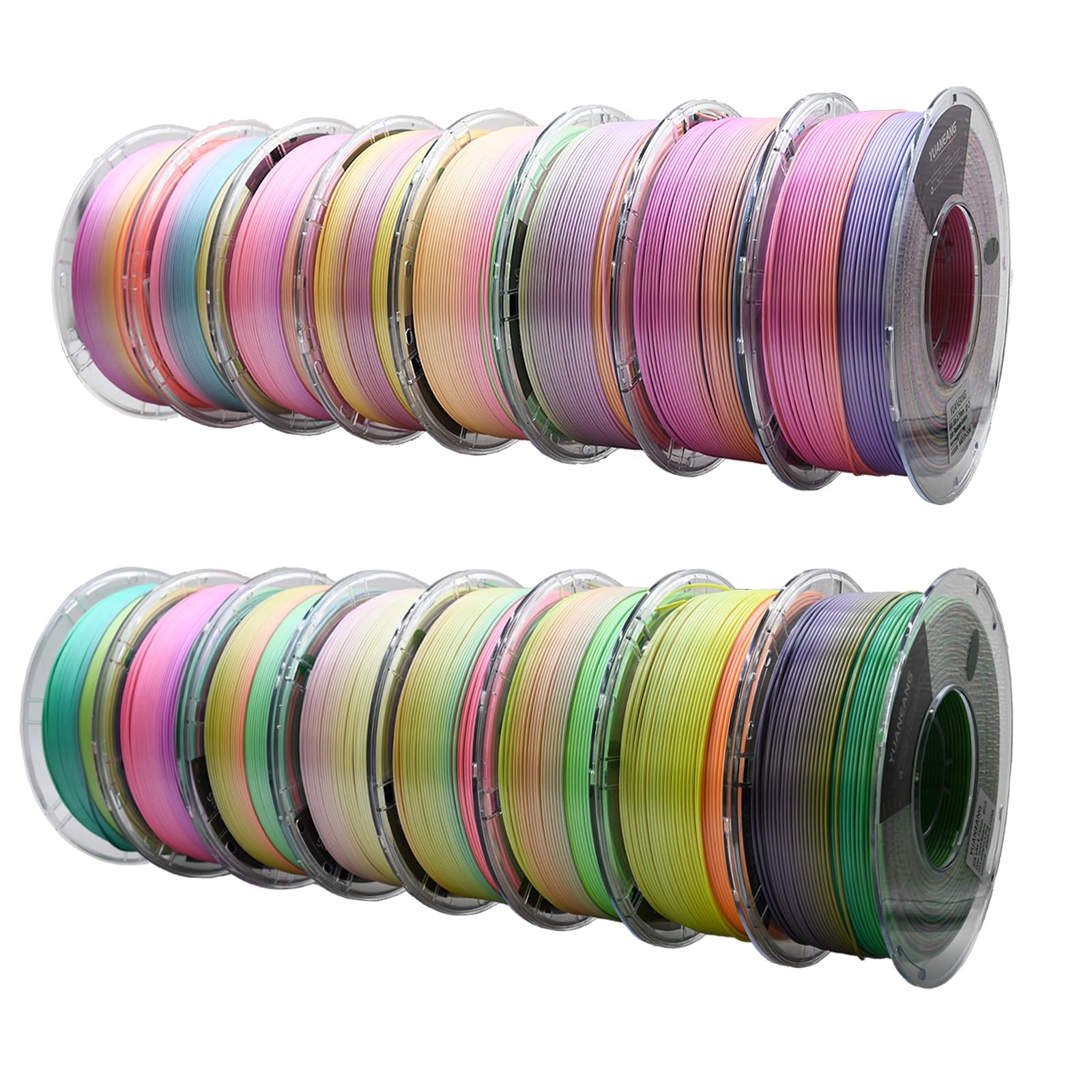 Paquete de filamentos para impresora 3D, filamento Pla arcoíris de color 1.75 mm, PLA multicolor para la mayoría de impresoras 3D FDM, 16 carretes de 1 kg