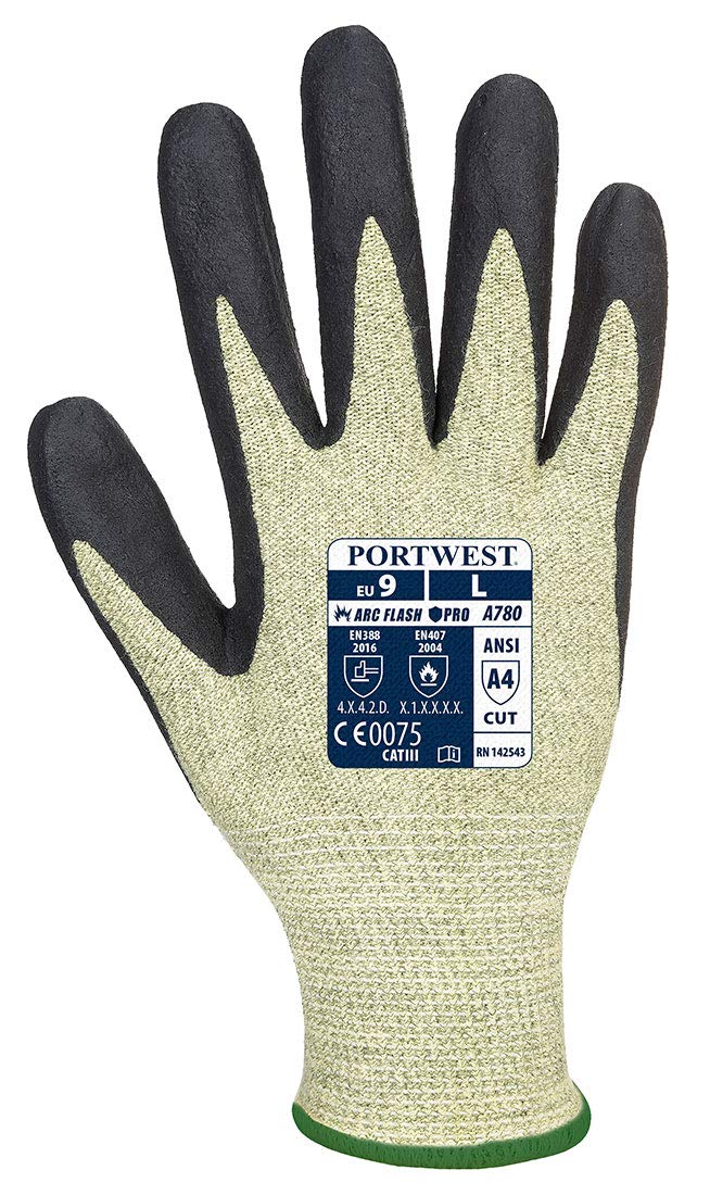 Portwest A780 Flame Resistant Arc Grip Glove Green/Black, Large
