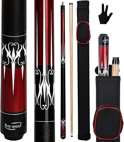 Palo de billar con eje de desviación baja con estuche rígido de 19 a 20 onzas