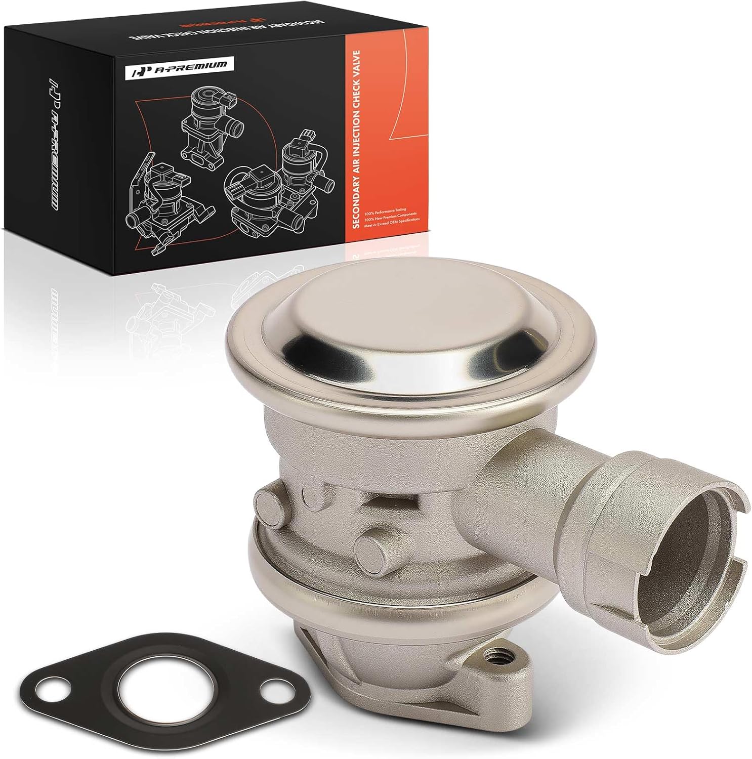 A-Premium Secondary Air Injection Check Valve Compatible with Saab 9-3 2003/2009-2011 2.0L, 9-3X 2010-2011 2.0L, 9-5 2002-2003 3.0L, Air Pump Check Control Valve with Gasket