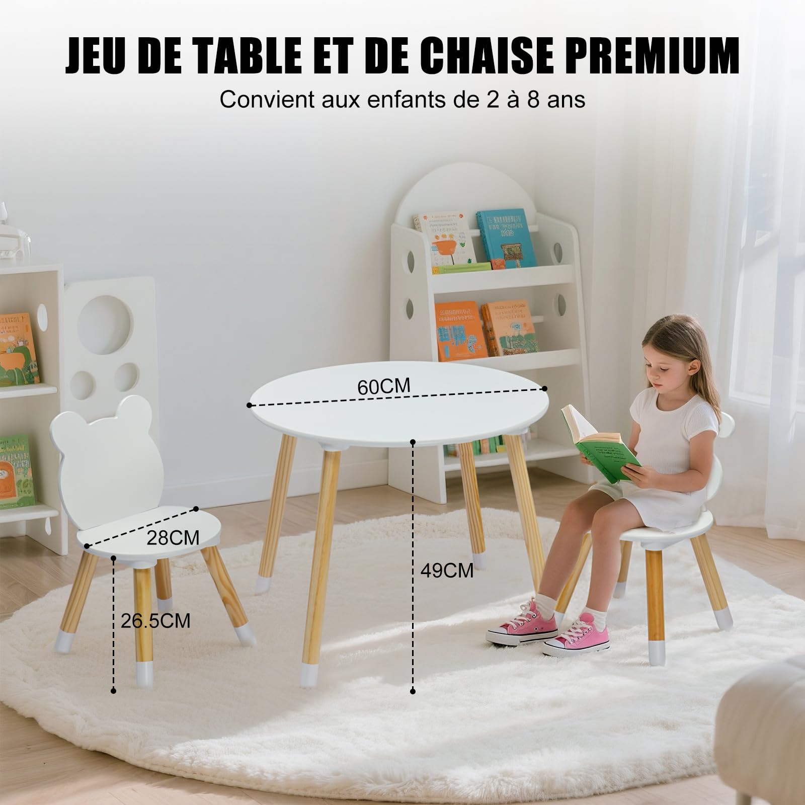LEADZM Table pour Enfant avec Chaise, Table et 2 Chaises pour Enfants en
