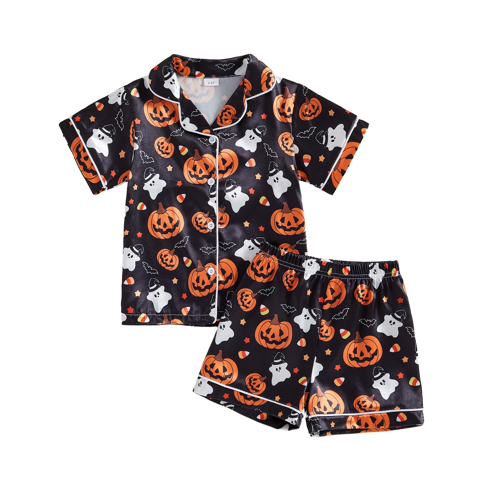 Ayalinggo Toddlers Halloween Pajamas Baby Kids Boy Girl Pumpkin Pajama Set Ghost Pjs Jammies Button Down Lounge Sleepwear