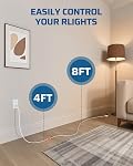 DEWENWILS 12 FT Extension Cord with Angled Flat Plug, 2-Prong 3 Outlets, 16AWG/2C Power Cord for Indoor Use, 13A/1625W Extension Cord Splitter with Lights, Christmas, White