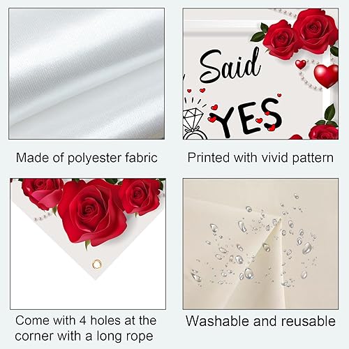 Miniatura 7 de Labakita She Said Yes - Telón de fondo para sesión de fotos, cartel de fondo de fiesta de compromiso, despedida de soltera, suministros de