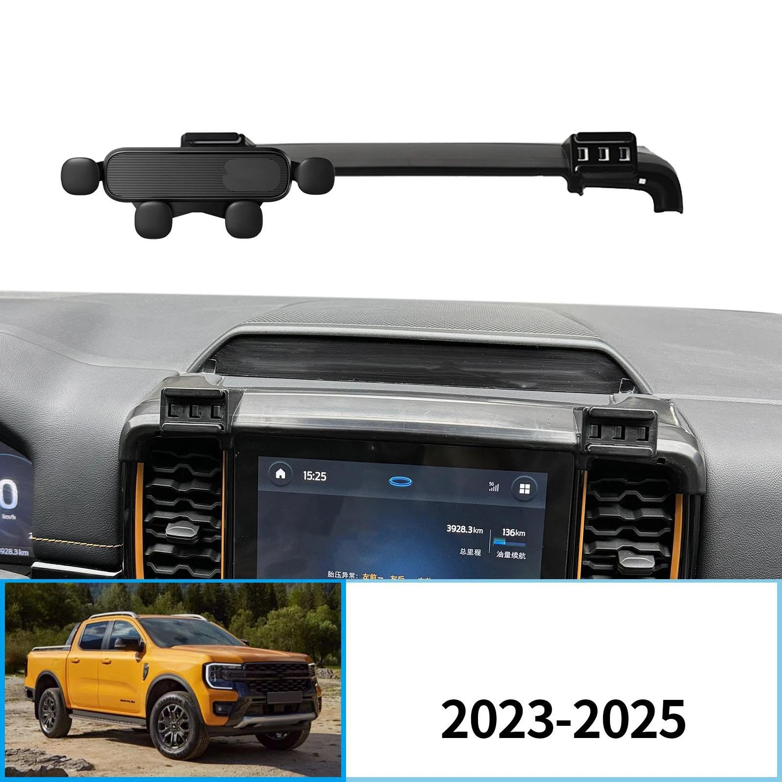 Uchwyt Samochodowy na Telefon dla Ford Ranger T9 Everest 2023-2025, uchwyt samochodowy na telefon komórkowy, stojak na nawigację GPS (ładowanie)