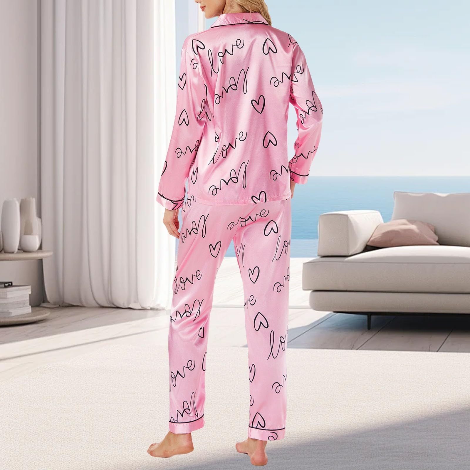 Tuta da donna con pantaloni, stile retrò, cardigan con bottoni, a maniche
